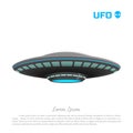 Realistic image of a UFO on a white background. Detailed drawing of a futuristic craft