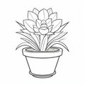 Realistic Impression: Colorable Plant In A Pot Coloring Page