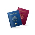 Realistic international passport with globe sign.