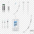 Realistic Intravenous fluid, syringe, test tubes, tracheal tube