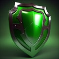 Realistic iron green shield illustration. Ai generated