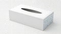 Clean White Tissue Box with Blue Pattern on Transparent Background Royalty Free Stock Photo