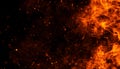 Realistic isolated fire effect for decoration and covering on black background. Concept of particles ,flame and light