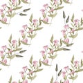 Realistic isolated seamless floral pattern. Hand drawn vector illustration. Paradise bell flowers Royalty Free Stock Photo