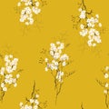 Realistic isolated seamless flower pattern. Vintage set. Wallpaper. Hand drawn. Vector illustration. Abstract flower drawing. Royalty Free Stock Photo