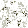 Realistic isolated seamless flower pattern. Vintage set. Wallpaper. Hand drawn. Vector illustration. Abstract flower drawing Royalty Free Stock Photo