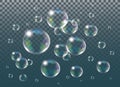 Realistic isolated Soap Bubbles.