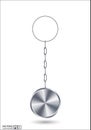 Realistic isolated steel circle 3D key ring template. Plastic keychain with carbon silver metal mockup ring for keys.