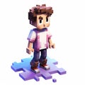 Realistic Isometric Minecraft Sprite Of Liam In 8-bit Pixel Cartoon Style