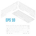 Realistic isometry of modern keyboard. Vector illustration. Royalty Free Stock Photo