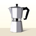 Realistic italian metalic coffee maker in vector Royalty Free Stock Photo