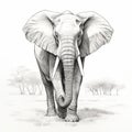 Realistic Ivory Elephant Drawing In Pencil - Detailed Character Illustration