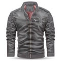 Realistic jacket leather grey on white background vector
