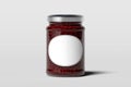 Jam jar with blank white emblem isolated on white background, 3d rendering. Royalty Free Stock Photo