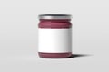 Jam jar with blank white emblem isolated on white background, 3d rendering. Royalty Free Stock Photo