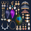 Realistic jewelry accessories icons set. Royalty Free Stock Photo