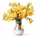 Realistic 8k 3d Rendering Of Yellow Flowers In A Chrome-plated Vase