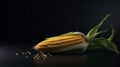 Realistic 8k Photo Of Corn On Dark Minimalist Background