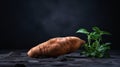 Realistic 8k Photo Of Sweet Potato On Dark Minimalist Background