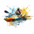 Realistic Kayaker Illustration With Surrealistic Elements Royalty Free Stock Photo
