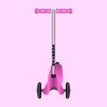 Realistic kids pink scooter for outdoor riding