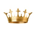 Realistic king crown or princess tiara. Gold game award for leader or winner, royal headdress