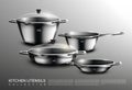 Realistic Kitchen Cookware Set Royalty Free Stock Photo