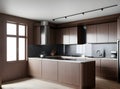 realistic kitchen design with hyperdetailed medium shot. Royalty Free Stock Photo