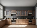 realistic kitchen design with hyperdetailed medium shot. Royalty Free Stock Photo