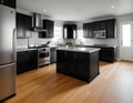 realistic kitchen interior design medium shot hyperdetailed Royalty Free Stock Photo
