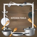 Realistic Kitchen Tools Frame Background