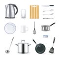 Realistic Kitchen Utensils Icons Set Royalty Free Stock Photo