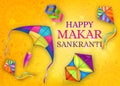 Realistic Kite Makar Sankranti Composition Royalty Free Stock Photo