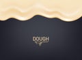 Realistic kneading dough border. Design concept for baking, pizza, cookies, biscuits, bread. Dark board background