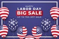 Realistic Labor day big sale banner with balloons Premium Vector