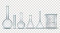 Realistic laboratory chemical and medical glassware set