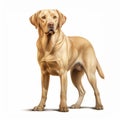 Realistic Labrador Retriever Standing Illustration On White Background