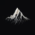 Realistic Landscape Logo: White Mountains On Black Background