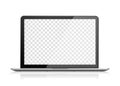 Realistic laptop front view. Notebook empty screen