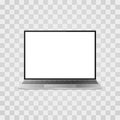 Realistic laptop mock up on transparent background. Laptop with white screen front view. Vector illustration Royalty Free Stock Photo