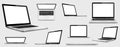 Realistic laptop mockup collection with blank screen isolated Royalty Free Stock Photo
