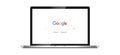 Realistic laptop mockup with Google search engine on the screen. Google search on laptop monitor on isolated background. Vector