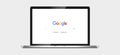 Realistic laptop mockup with Google search engine on the screen. Google search on a laptop monitor on a transparent background.