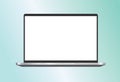 Realistic Laptop Notebook Blank Screen Silver Metallic Office Business Technology Digital Device Modern Desktop Mockup Template