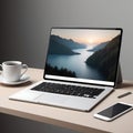 Realistic laptop screen mockup design template Royalty Free Stock Photo