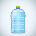 Realistic large bottle with clean blue water on the white background. Vector mockup. Front view.