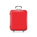 Realistic large polycarbonate travel plastic suitcase with wheels. Traveler luggage graphic element Royalty Free Stock Photo
