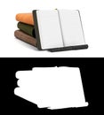 Realistic lather notebook set with open pages front view 3d render on white with alpha Royalty Free Stock Photo
