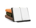Realistic lather notebook set with open pages front view 3d render on white Royalty Free Stock Photo