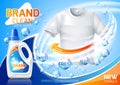 Vector realistic 3d laundry detergent ad mockup